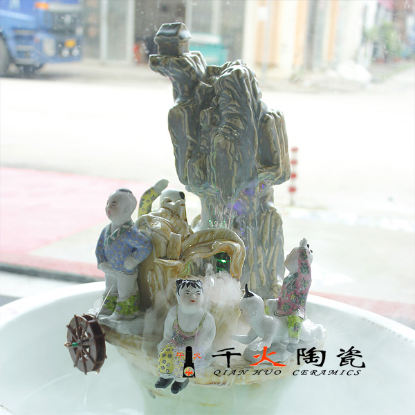 手绘景德镇陶瓷喷泉，空气净化器喷泉  喷泉定做  青花瓷喷泉