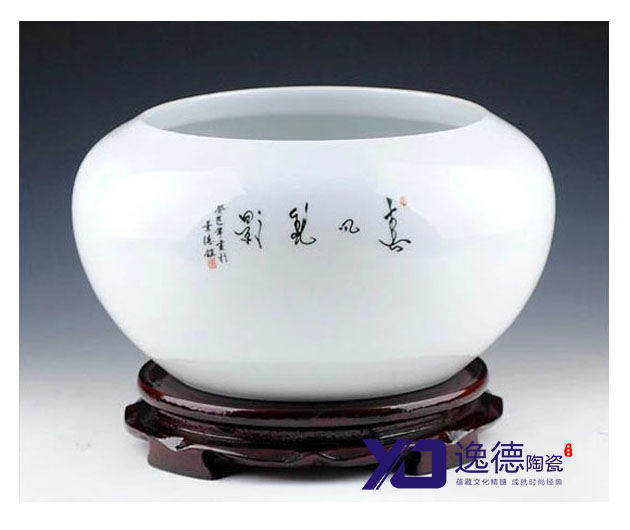 青花瓷大缸，手绘陶瓷大缸，陶瓷鱼缸，装饰品陶瓷大缸