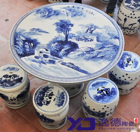 供应庭院摆设陶瓷桌凳 青花瓷桌凳 户外摆设桌凳