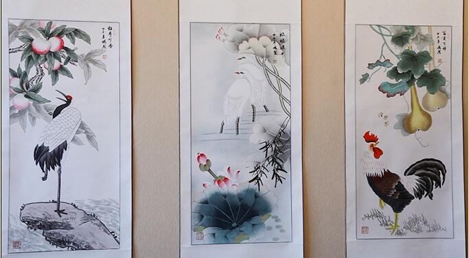 杨秋香大师百福具臻花鸟四条屏3580&nbsp;&nbsp;收藏品&nbsp;&nbsp;书画&nbsp;&nbsp;礼品