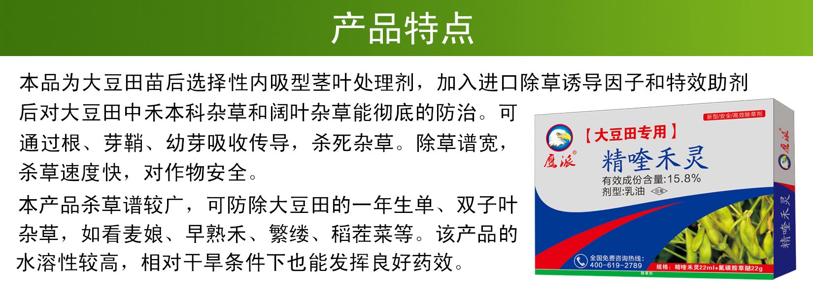 大豆田专用除草剂|精喹禾灵除草剂