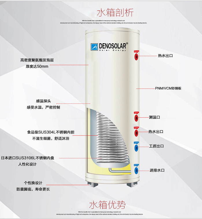 德诺家用中央空气能热水器 空气源热泵热水器 别墅等适用  家用热水器