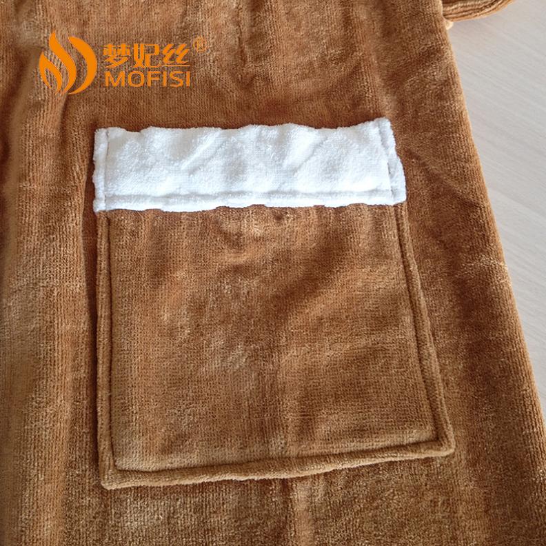 梦妃丝 酒店专用高端品质纯棉咖啡色青果领 割绒染色浴袍浴衣睡  酒店浴袍  纯棉浴袍  纯棉酒店浴袍