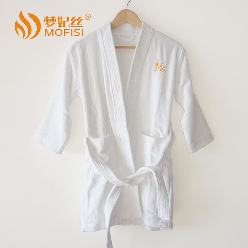 梦妃丝高档纯棉儿童浴袍加大加厚割绒浴衣男童女童睡袍绣logo  酒店浴袍  纯棉浴袍  纯棉酒店浴袍