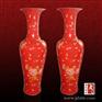 中国红陶瓷大花瓶 庆典花瓶 大花瓶摆件