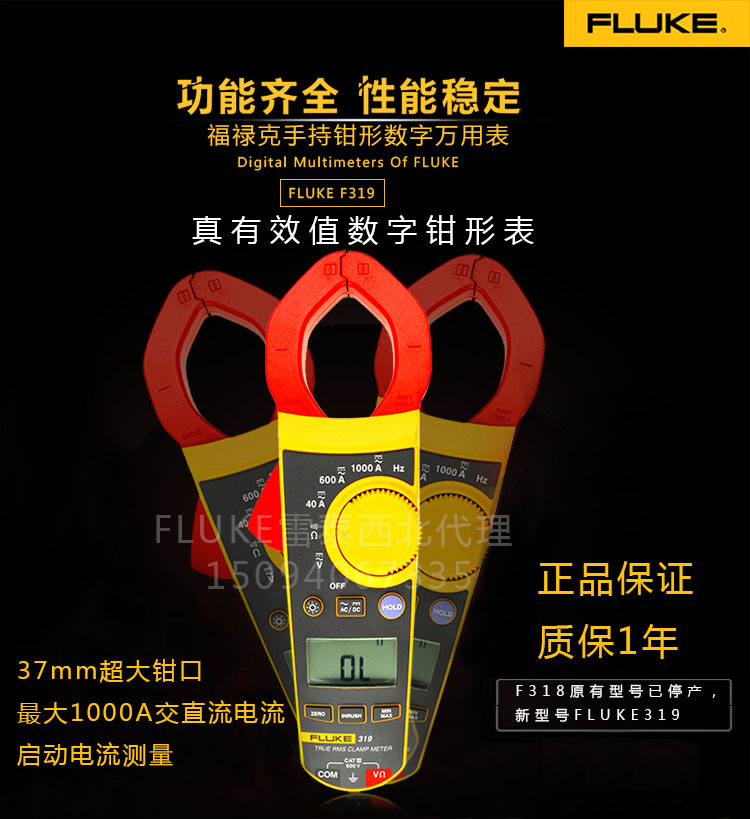 福禄克F317数字钳型表FLUKE317真有效直电流钳形表  F317电流钳形表  西安FLUKE317电流表  深圳福禄克F317钳形表