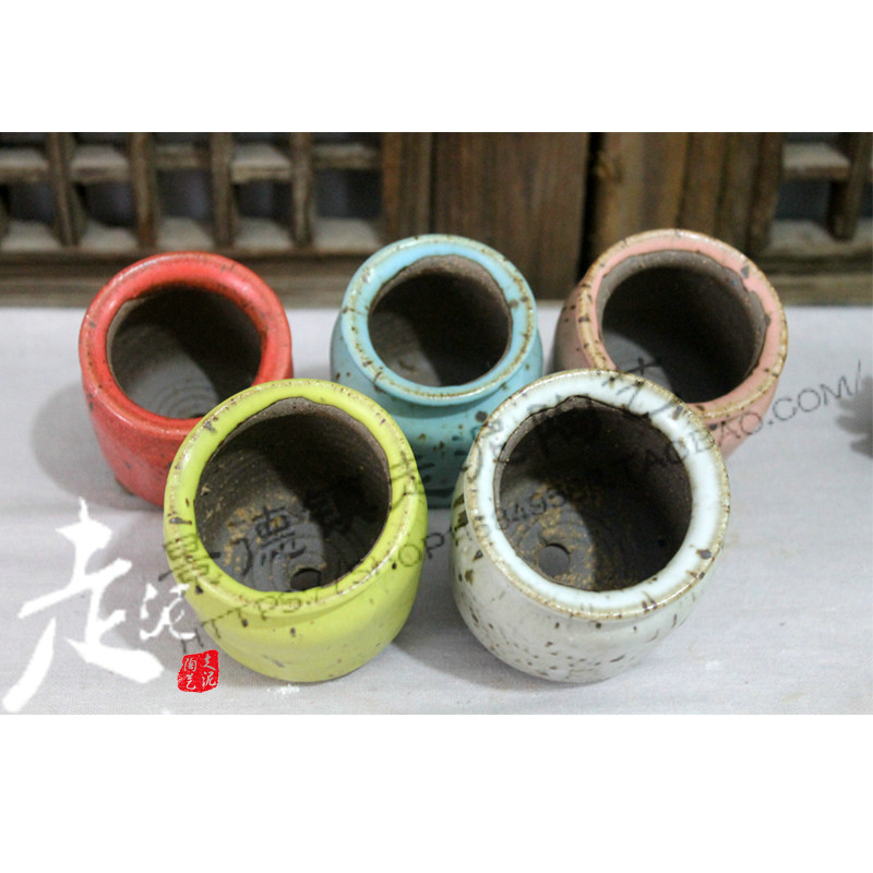 景德镇走泥陶艺拇指韩盆柴烧拇指控型控水古朴韩系小老桩多肉盆&nbsp;&nbsp;陶瓷手工花盆&nbsp;&nbsp;韩国拇指拍