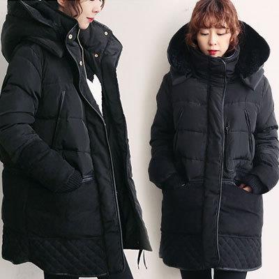 韩版东大门平湖中长款加厚羊羔毛军工羽绒服大码批发货源直销  平湖羽绒服批发货源  中长款羽绒服  爆款羽绒服