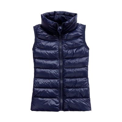 平湖羽绒服厂家批发优家儿童立领马甲羽绒服特价销售  轻薄羽绒服  韩版羽绒服  平湖厂家羽绒服
