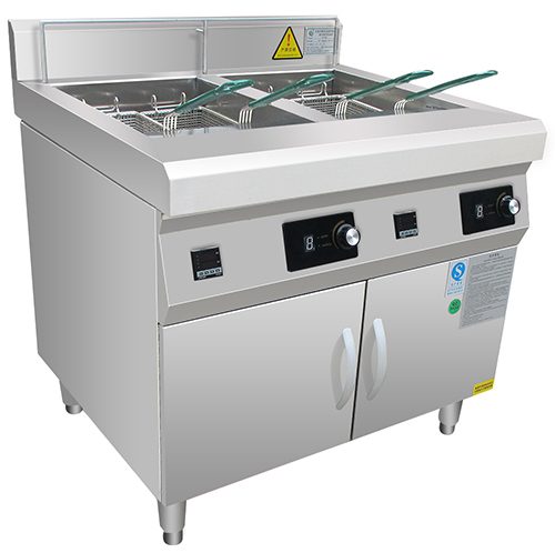 【厨禾】柜式双缸炸炉5KW*2带温控  商用柜式电磁炸炉  柜式温控电磁炸炉  西厨电磁炸炉