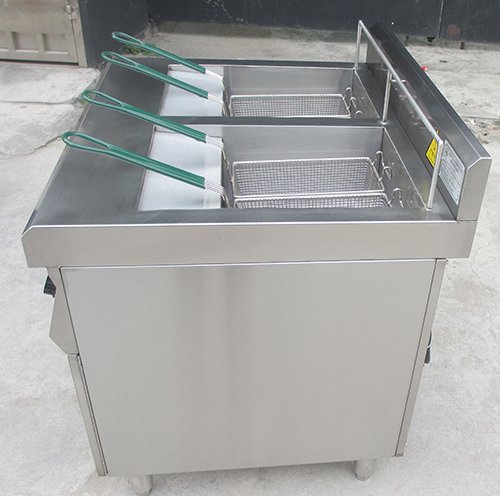 【厨禾】柜式双缸炸炉5KW*2带温控  商用柜式电磁炸炉  柜式温控电磁炸炉  西厨电磁炸炉