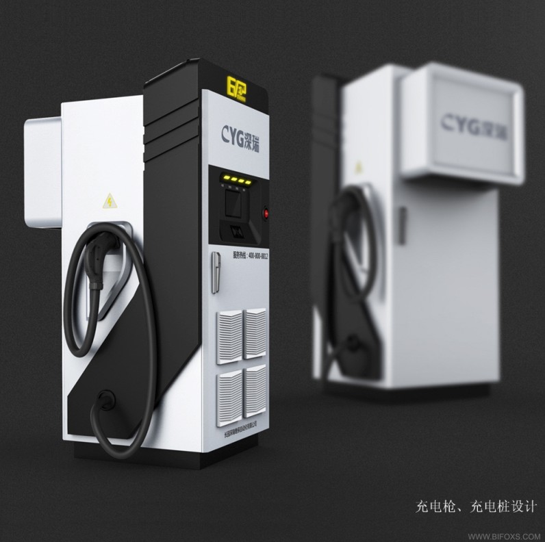 充电桩设计，绿色加油站  充电枪设计  新能源设计