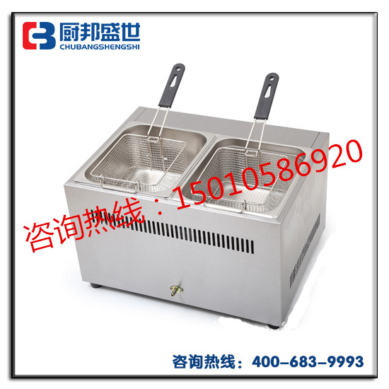 燃气双缸油炸锅|炸小鸡腿的机器|电热炸薯条的炉子