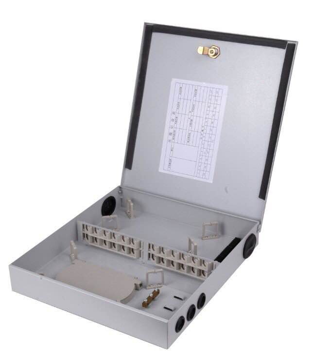 供应湖北通信工程24芯光纤分纤箱 冷轧板材质  24芯光纤入户分纤箱  光缆分纤箱  光纤分线箱