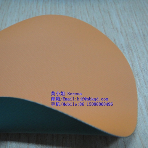 0.6mm桔色PVC夹网布重型防化服面料  PVC防化服面料  PVC重型防化服面料  0.6mm防护服夹网布