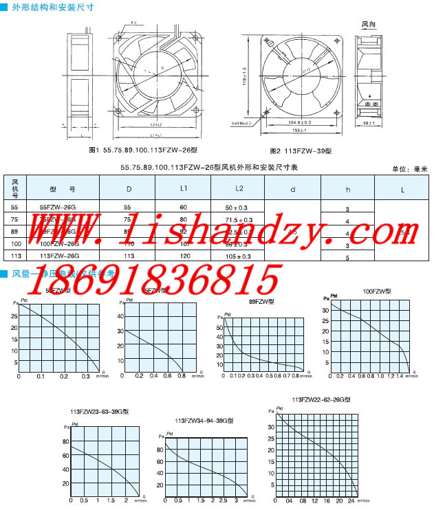 113FZW94-39G型無刷直流軸流風(fēng)機(jī)