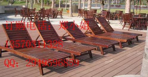 实木沙滩椅 防腐游泳池躺椅  户外躺椅