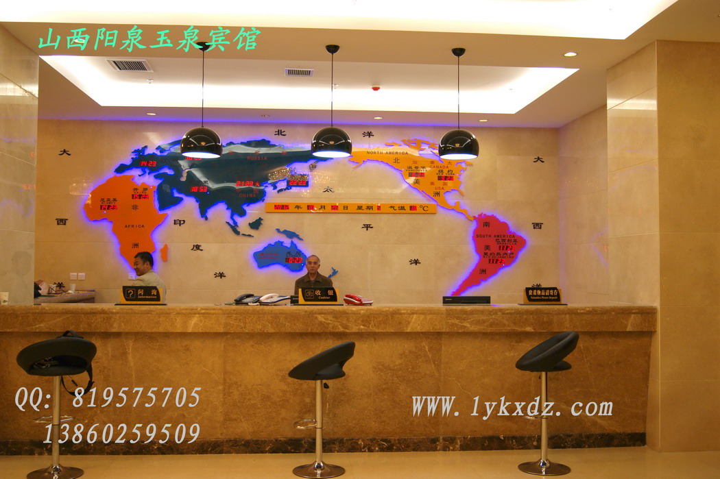 武汉 黄石 十堰 宜昌酒店吧台装饰 电子地图钟&nbsp;&nbsp;酒店大堂装饰&nbsp;&nbsp;酒店前台装饰