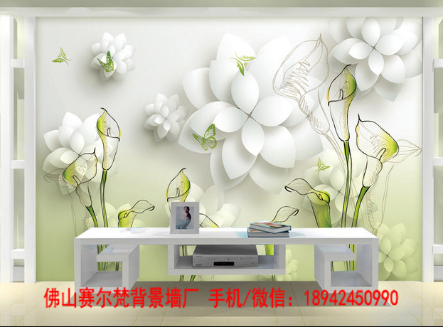 手绘马蹄莲背景墙 手绘马蹄莲背景墙