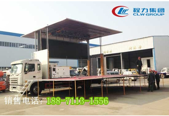 直销东风天龙大型流动舞台车  流动广告宣传舞台车  表演流动舞台车  舞台车厂家
