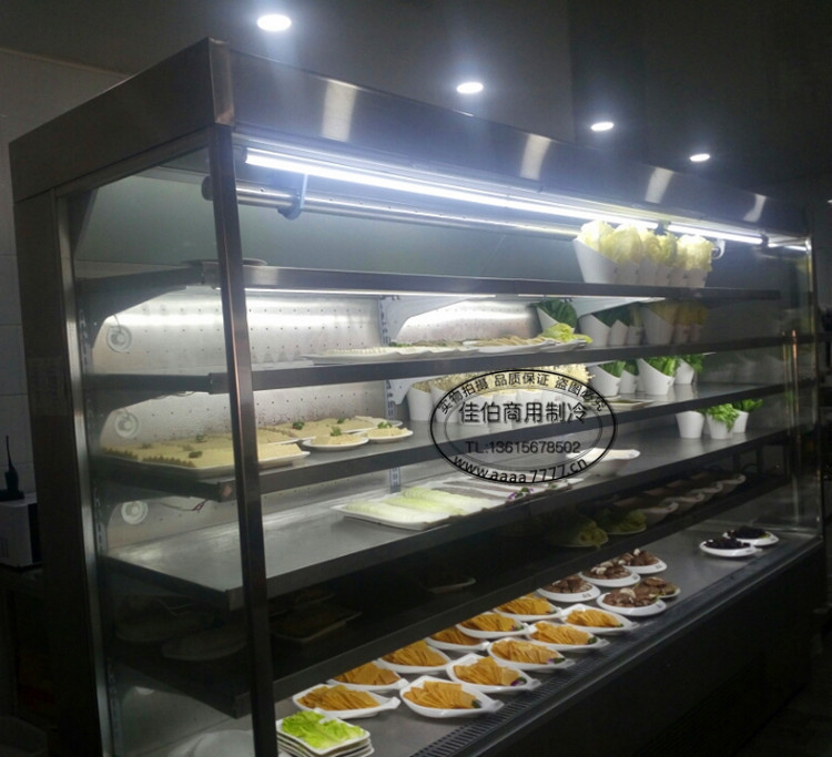 北京喷雾菜架火锅店菜品保鲜柜多少钱一台  喷雾菜架保鲜柜  火锅菜品保鲜柜  立式保鲜展示柜