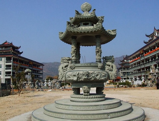 福建石雕工艺品 石刻香炉 寺庙双龙青石香炉&nbsp;&nbsp;惠安石雕