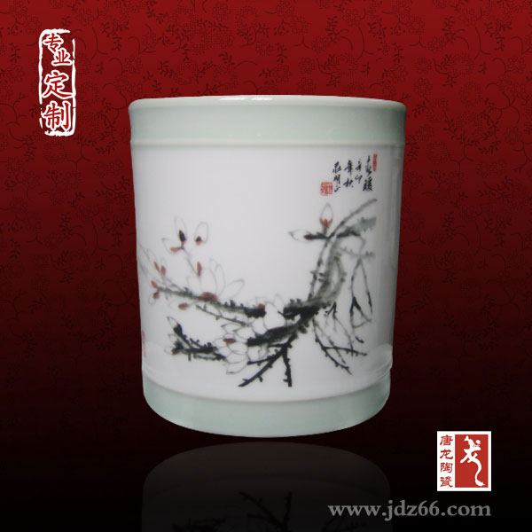 精品青花瓷 文房四宝青花笔筒套装  文房四宝笔筒  精品笔筒