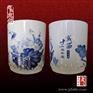 精品青花瓷 文房四宝青花笔筒套装