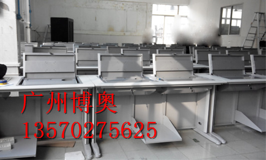 广州实木翻转显示器多媒体电脑桌  翻转电脑桌