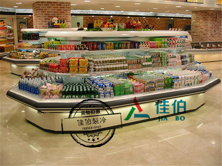 超市环形岛柜，超市新款豪华环形风幕柜  水果保鲜柜  超市冷柜  超市饮料冷藏柜