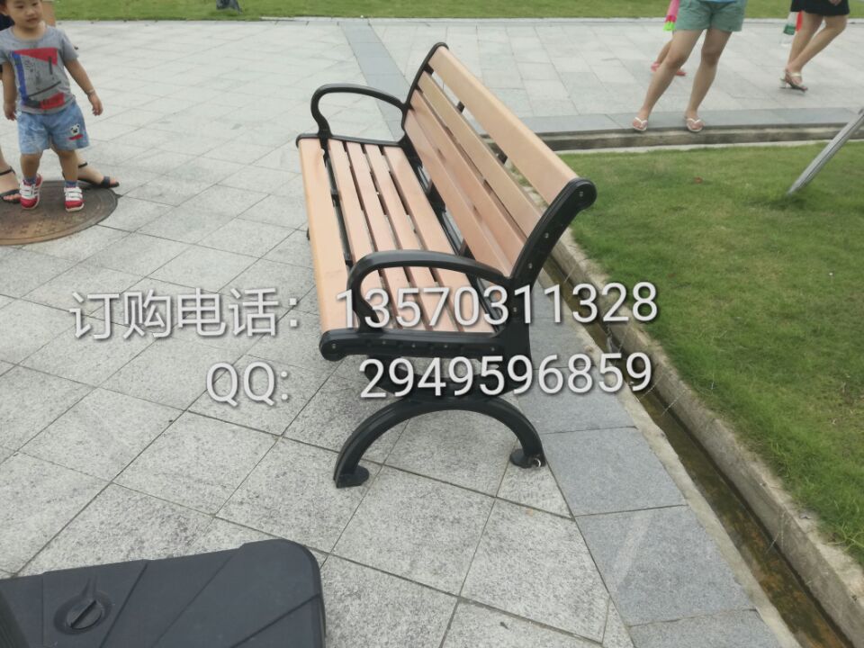 北京公园铸铝椅 户外槊木排椅 金属休闲椅