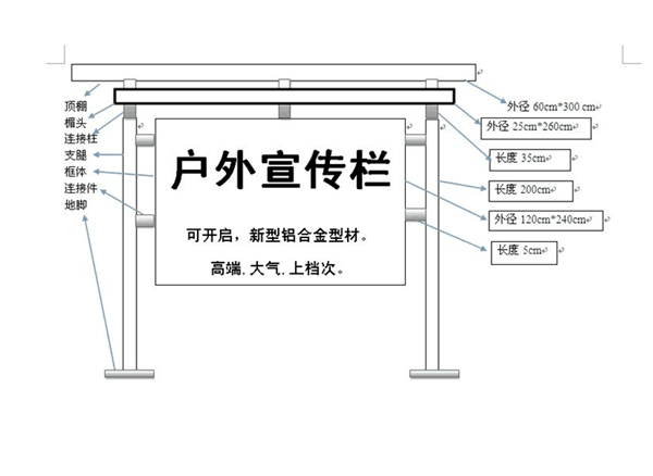 学校前开式通告栏 户外前开式通告栏厂家  户外通告栏厂家