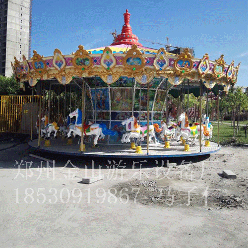 郑州金山豪华广场双飞檐转马游乐设备  豪华转马  广场转马