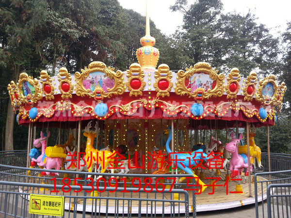 郑州金山豪华广场双飞檐转马游乐设备  豪华转马  广场转马