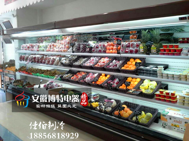 超市水果风幕柜厂家，定做水果保鲜展示柜  水果保鲜柜  定做风幕柜