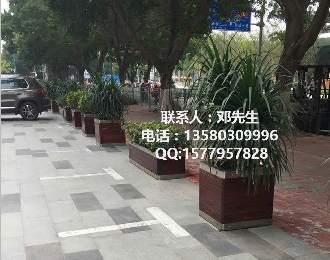 花箱座凳 室外花箱围椅 防腐木花桶定制