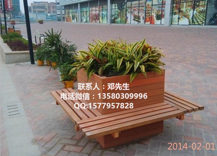 花箱座凳 室外花箱围椅 防腐木花桶定制