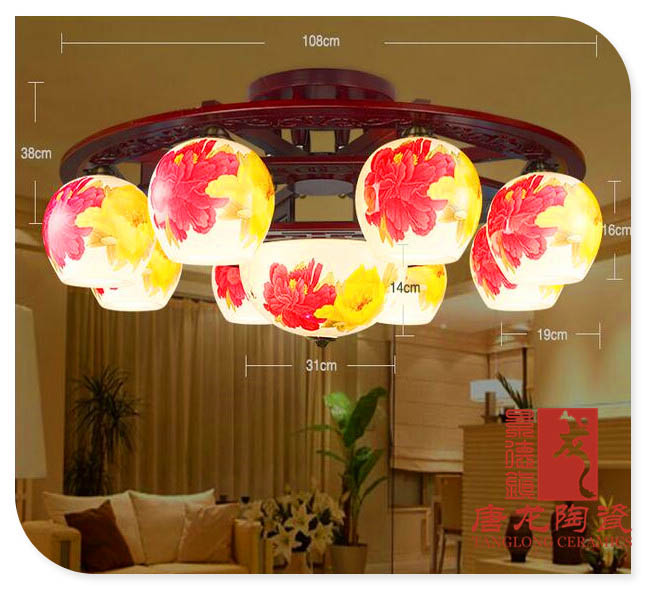 景德镇陶瓷灯饰灯具 仿古吸顶灯 客厅灯餐厅灯 订做  陶瓷灯具订制  陶瓷灯具厂家  陶瓷灯具价格