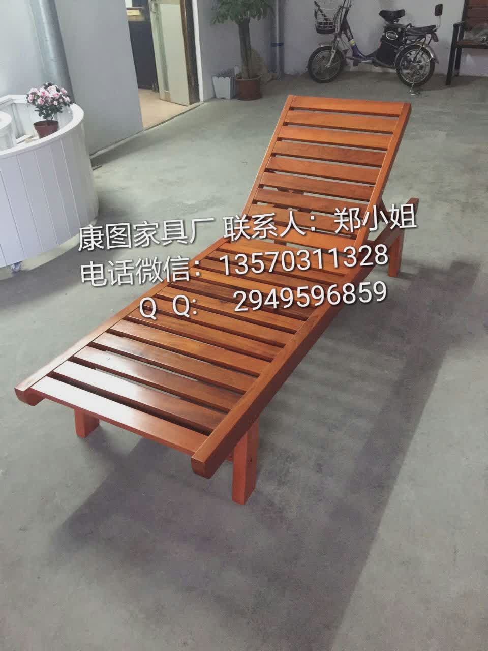 沙滩椅 户外休闲沙滩椅 实木环保躺椅