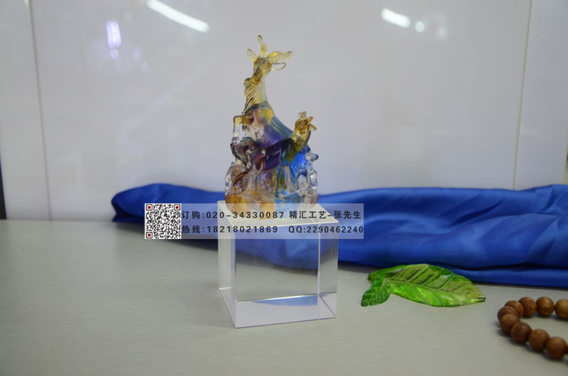 广州琉璃五羊纪念品,五羊雕像纪念品定制 赠送客户纪念品