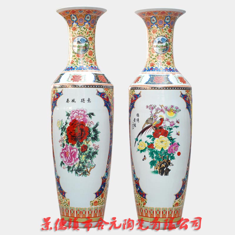 粉彩陶瓷大花瓶酒店摆件 景德镇陶瓷大花瓶厂家&nbsp;&nbsp;景德镇大花瓶&nbsp;&nbsp;陶瓷花瓶厂家