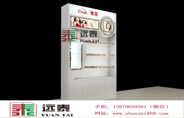 化妆品背柜前柜组合柜,商场化妆店面展示柜效果图 商场化妆品展柜 店面展柜效果图