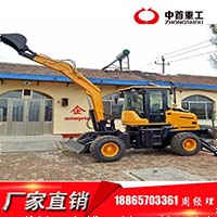 轮式挖掘机价格小型挖机带铲斗俩用车福建  轮式挖机  俩头忙