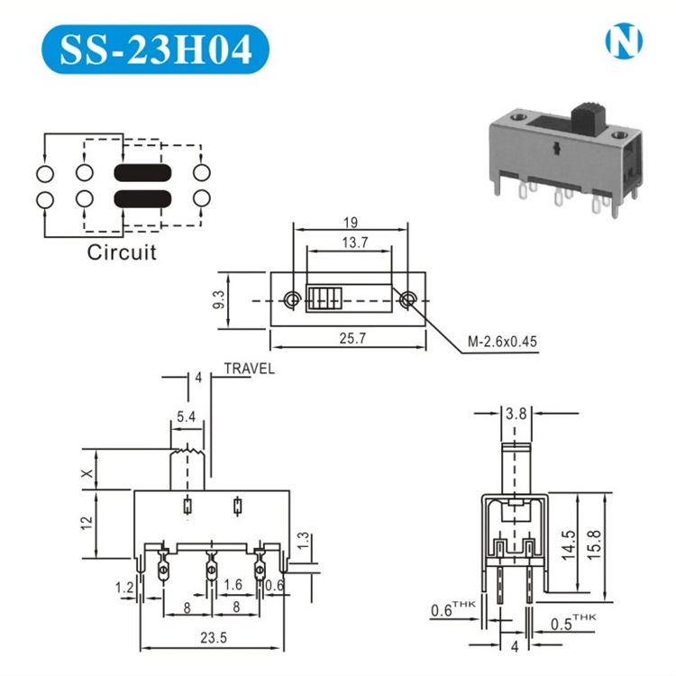 拨动开关SS-23H04-G 耐高温 防锈 两档  直柄拨动开关