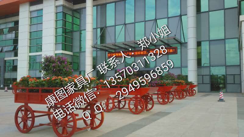 厂广州市康图批发实木花盆防腐木花箱户外花车直销