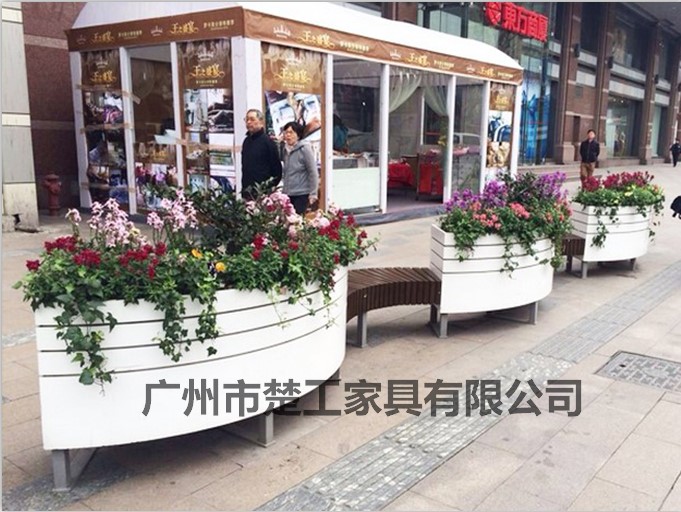 pvc微发泡转花箱座椅 户外坐凳花箱 塑木花盆  PVC花箱座椅  景观树椅