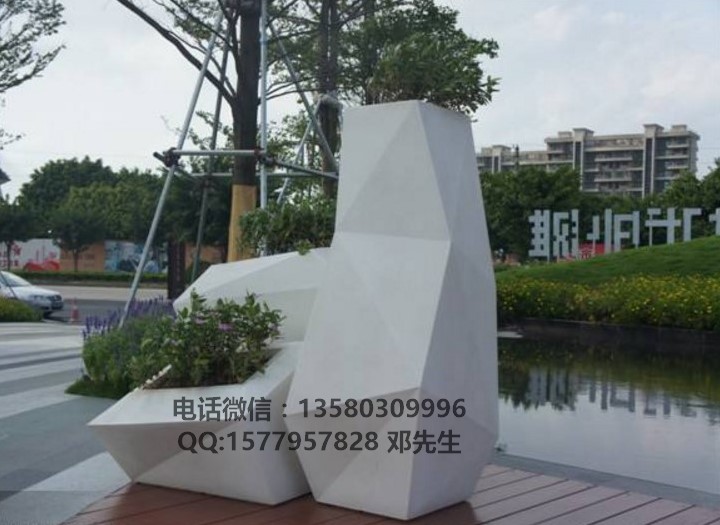 供应玻璃钢户外花钵 园林花池定制 玻璃钢花槽  玻璃钢花盆