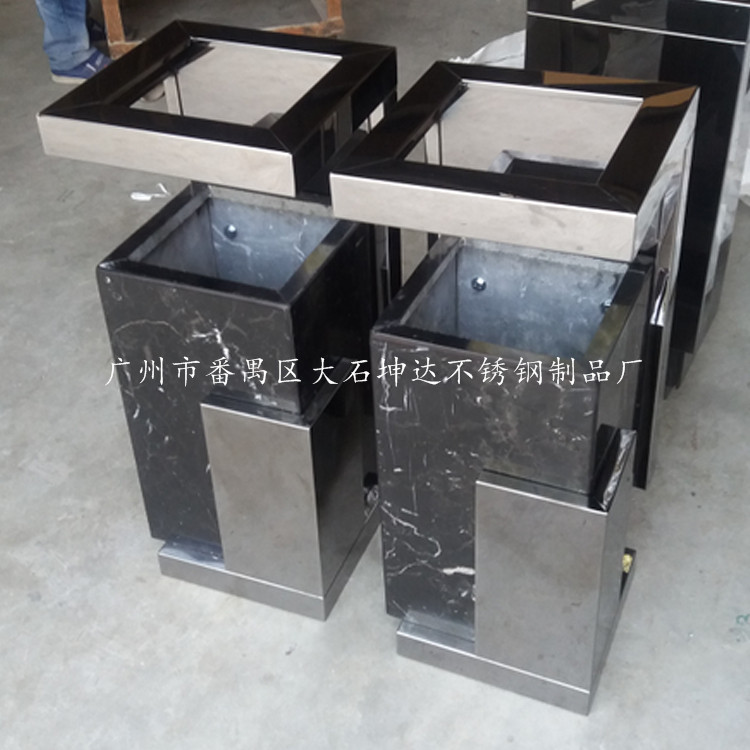 创意时尚不锈钢大理石烟灰桶 酒店大堂收纳桶  果皮箱
