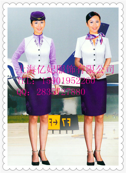 夏季空姐短袖工作服套装，导医制服职业装订做  上海亿妃服饰