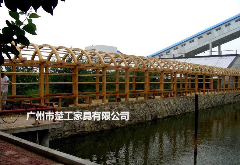 广州户外家具厂家生产景观工程花架，木地板 木屋  景观花架